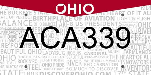 ACA339 Ohio License Plate