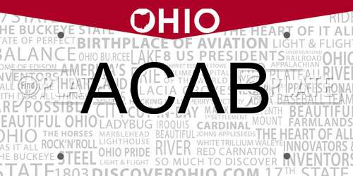 ACAB Ohio License Plate