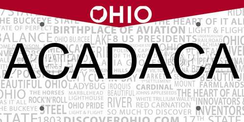 ACADACA Ohio License Plate