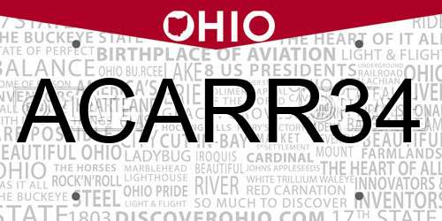 ACARR34 Ohio License Plate