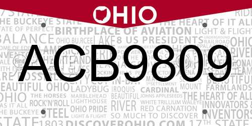 ACB9809 Ohio License Plate