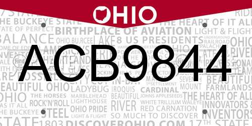 ACB9844 Ohio License Plate