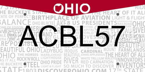 ACBL57 Ohio License Plate