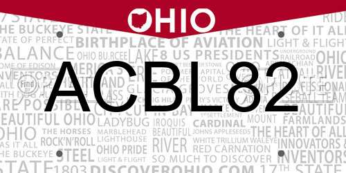 ACBL82 Ohio License Plate