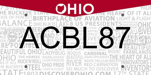 ACBL87 Ohio License Plate