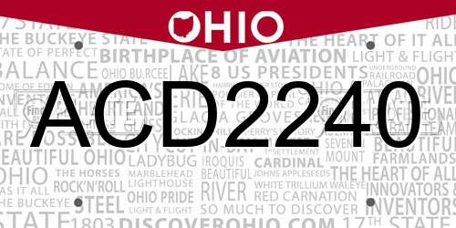 ACD2240 Ohio License Plate