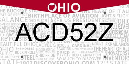 ACD52Z Ohio License Plate