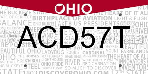 ACD57T Ohio License Plate