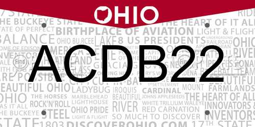 ACDB22 Ohio License Plate