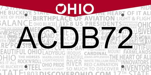ACDB72 Ohio License Plate