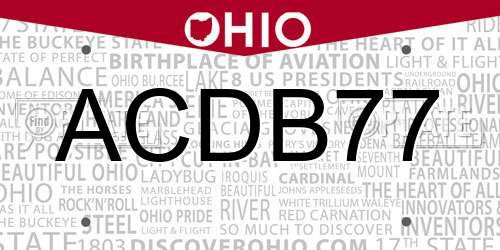ACDB77 Ohio License Plate