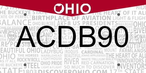 ACDB90 Ohio License Plate