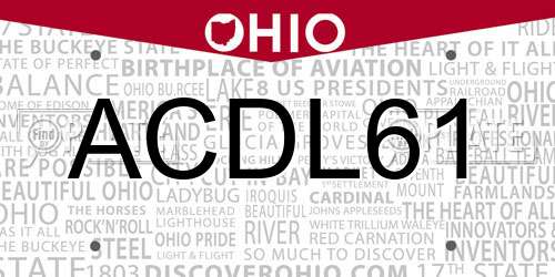ACDL61 Ohio License Plate