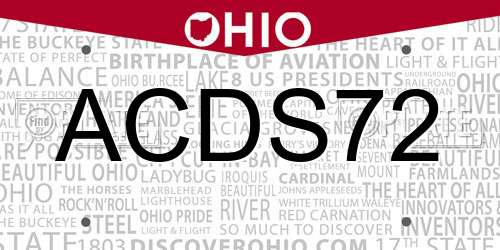 ACDS72 Ohio License Plate