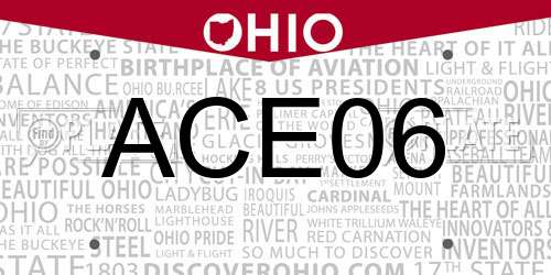 ACE06 Ohio License Plate