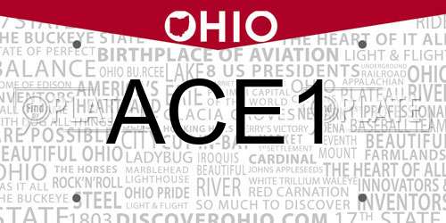 ACE1 Ohio License Plate