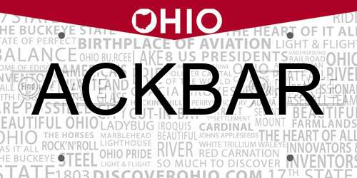 ACKBAR Ohio License Plate