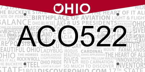ACO522 Ohio License Plate