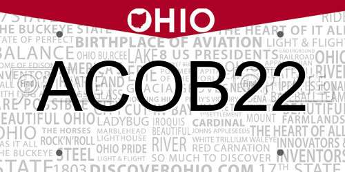 ACOB22 Ohio License Plate