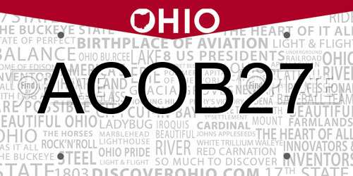 ACOB27 Ohio License Plate
