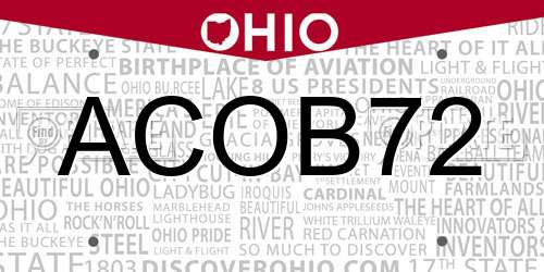 ACOB72 Ohio License Plate