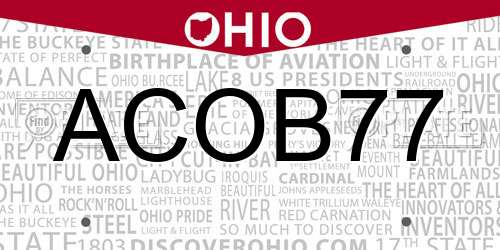 ACOB77 Ohio License Plate