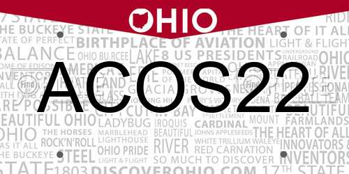 ACOS22 Ohio License Plate