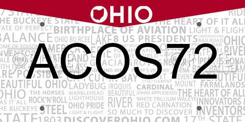 ACOS72 Ohio License Plate