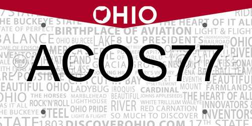 ACOS77 Ohio License Plate