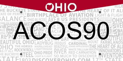 ACOS90 Ohio License Plate