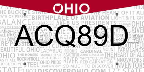 ACQ89D Ohio License Plate