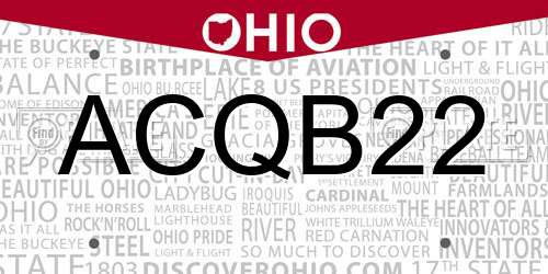 ACQB22 Ohio License Plate