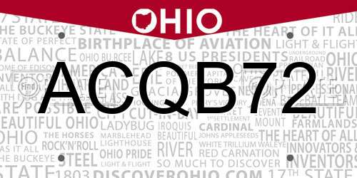 ACQB72 Ohio License Plate