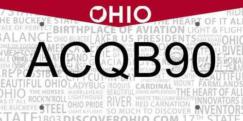 ACQB90 Ohio License Plate
