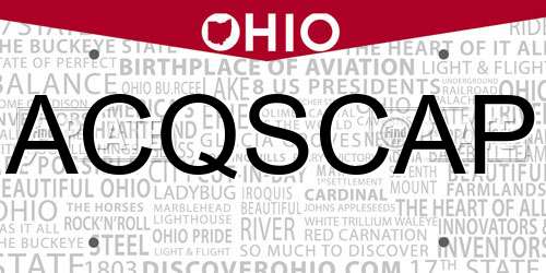 ACQSCAP Ohio License Plate