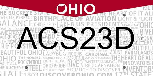 ACS23D Ohio License Plate
