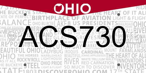 ACS730 Ohio License Plate