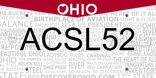 ACSL52 Ohio License Plate