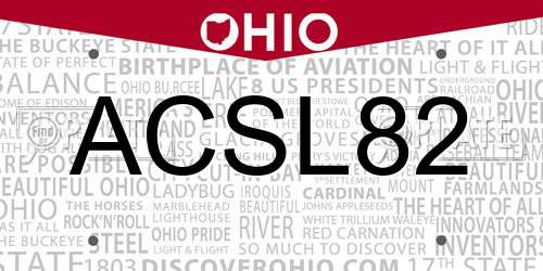 ACSL82 Ohio License Plate
