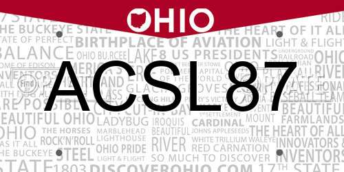 ACSL87 Ohio License Plate
