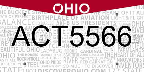 ACT5566 Ohio License Plate