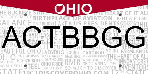 ACTBBGG Ohio License Plate