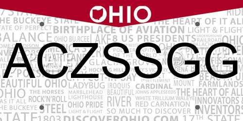 ACZSSGG Ohio License Plate