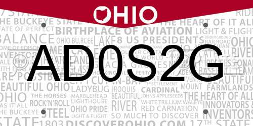 AD0S2G Ohio License Plate