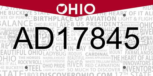 AD17845 Ohio License Plate