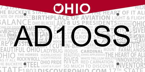 AD1OSS Ohio License Plate