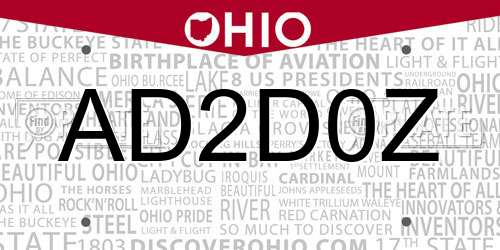 AD2D0Z Ohio License Plate