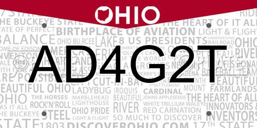 AD4G2T Ohio License Plate
