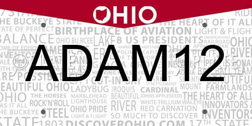 ADAM12 Ohio License Plate