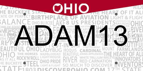 ADAM13 Ohio License Plate